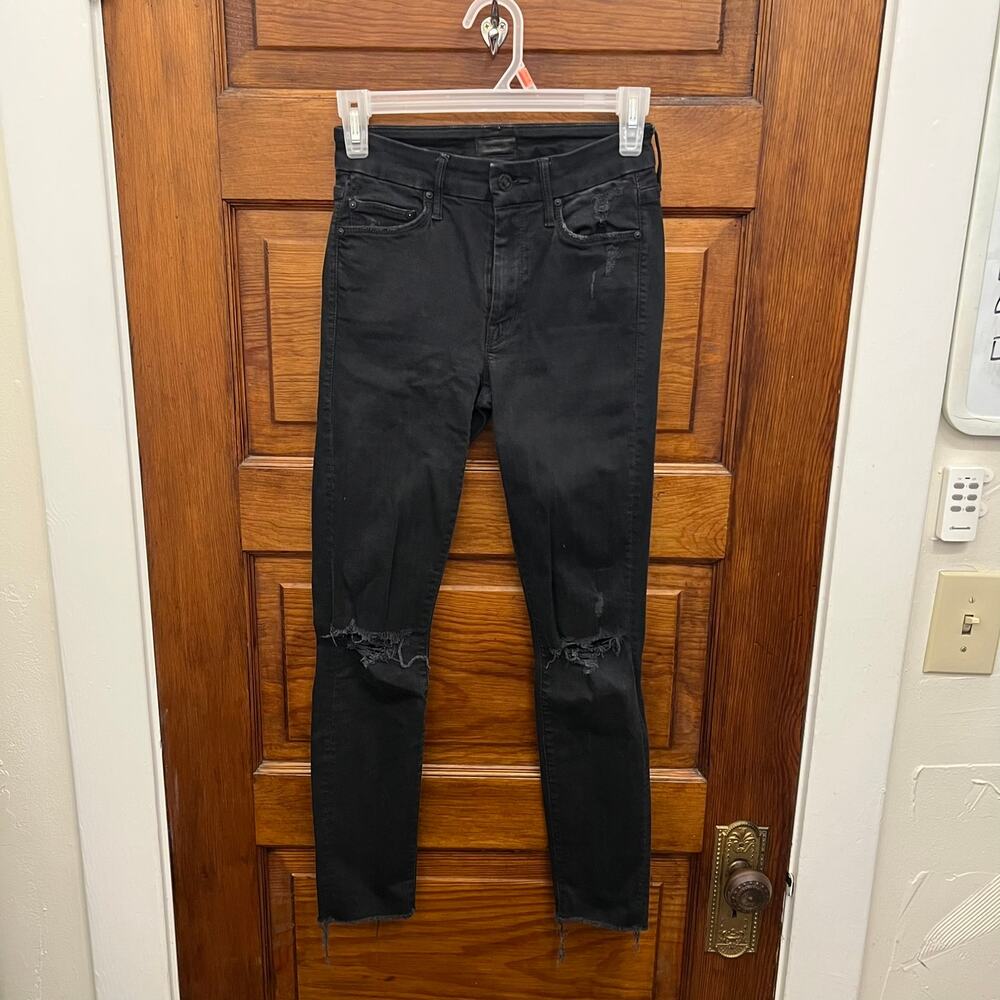 Mother Denim The Looker Ankle Fray Guilty as Sin sz 23 $228 Women's Black Jeans